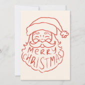 レトロレッドハンドドローサンタクロース楽しいクリスマス シーズンカード (正面)