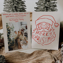 レトロレッドハンドドローサンタクロース楽しいクリスマス シーズンカード