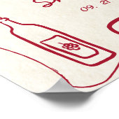 レトロレッドハンドドロードドードル食イタリアンべ物へようこそ ポスター (角)