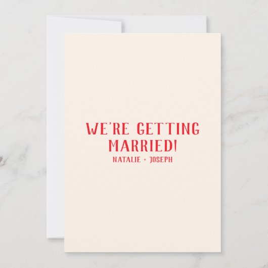 レトロレッドハンドドロー予測できなドスクラ結婚ブルシック 招待状 (裏面)