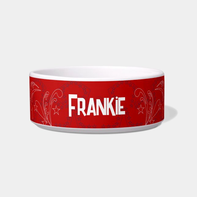 レトロレッドバンダナパーソナライズされた ボウル (正面)