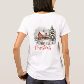 レトロレッドバーンスモールタウンクリスマスシーンコージー Tシャツ (裏面)
