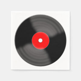 レトロレッドビニールレコードパーティーナプキンス スタンダードカクテルナプキン