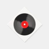 レトロレッドビニールレコードパーティーナプキンス スタンダードカクテルナプキン (角)