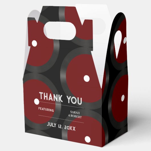 レトロレッドビニール結婚レコード模様 フェイバーボックス (オープン)