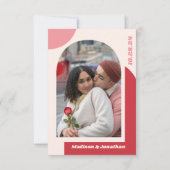 レトロレッドピンク幾何学模様 |愛と感謝してい結婚の サンキューカード (裏面)