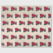 レトロレッドファームトラクター ラッピングペーパー (フラット)