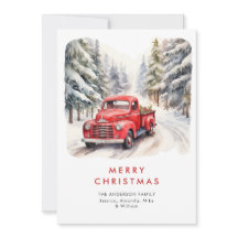 レトロレッドファームトラックカントリークリスマスグリーティング