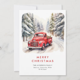 レトロレッドファームトラックカントリークリスマスグリーティング シーズンカード