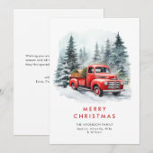 レトロレッドファームトラックカントリークリスマスグリーティング シーズンカード (正面/裏面)