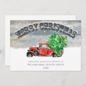 レトロレッドファームトラッククリスマスグリーティ企業のング シーズンカード (正面/裏面)