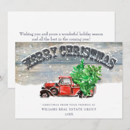 レトロレッドファームトラッククリスマスグリーティ企業のング シーズンカード