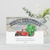 レトロレッドファームトラッククリスマスグリーティ企業のング シーズンカード (スタンド正面)