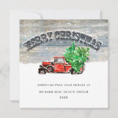 レトロレッドファームトラッククリスマスグリーティ企業のング シーズンカード (正面)