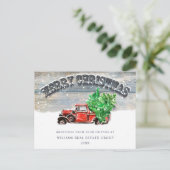 レトロレッドファームトラッククリスマスグリーティ企業のング シーズンポストカード (スタンド正面)