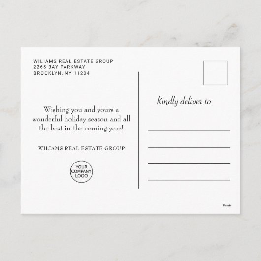 レトロレッドファームトラッククリスマスグリーティ企業のング シーズンポストカード (裏面)