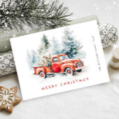 レトロレッドファームトラッククリスマスツリーグリーティング シーズンカード