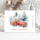レトロレッドファームトラッククリスマスツリーグリーティング シーズンカード