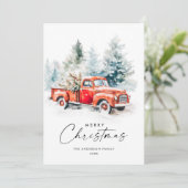 レトロレッドファームトラッククリスマスツリーグリーティング シーズンカード (スタンド正面)