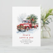 レトロレッドファームトラッククリスマスツリーグリーティング シーズンカード (スタンド正面)