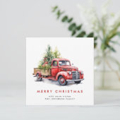 レトロレッドファームトラッククリスマスツリーグリーティング シーズンカード (スタンド正面)