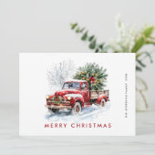 レトロレッドファームトラッククリスマスツリーグリーティング シーズンカード (スタンド正面)