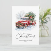 レトロレッドファームトラッククリスマスツリー企業の シーズンカード (スタンド正面)