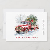 レトロレッドファームトラッククリスマスツリー企業の シーズンカード (正面)