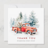 レトロレッドファームトラッククリスマスホリ企業のデイ サンキューカード (正面)