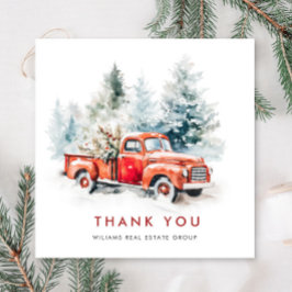 レトロレッドファームトラッククリスマスホリ企業のデイ サンキューカード