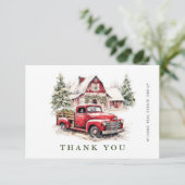 レトロレッドファームトラッククリスマスホリ企業のデイ サンキューカード (スタンド正面)