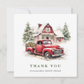 レトロレッドファームトラッククリスマスホリ企業のデイ サンキューカード (正面)