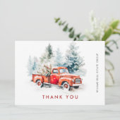 レトロレッドファームトラッククリスマスホリ企業のデイ サンキューカード (スタンド正面)