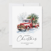 レトロレッドファームトラックボヘミアンクリスマスツリー シーズンカード (正面)