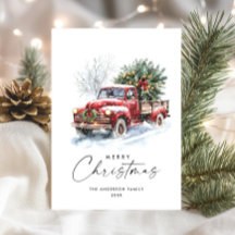 レトロレッドファームトラックボヘミアンクリスマスツリー