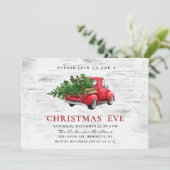 レトロレッドファームトラック樺の木クリスマスホリデーイブ 招待状 (スタンド正面)