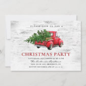 レトロレッドファームトラック樺の木バーククリスマスパーティー 招待状 (正面)
