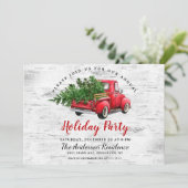 レトロレッドファームトラック樺の木バークホリデーパーティー 招待状 (スタンド正面)