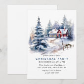レトロレッドファームバーンクリスマスホリデーパーティー 招待状 (正面/裏面)