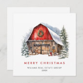 レトロレッドファームバーンクリスマス企業の シーズンカード (正面/裏面)