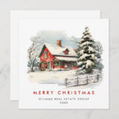 レトロレッドファームバーンクリスマス企業の シーズンカード (正面/裏面)