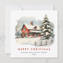 レトロレッドファームバーンクリスマス企業の シーズンカード