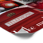 レトロレッドフォンカメラノスタルジックコラージュカラフル ポスター (角)