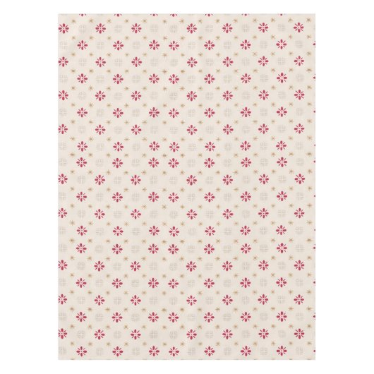 レトロレッドフラワー金ゴールドスターヴィンテージ壁紙 テーブルクロス (正面)