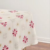 レトロレッドフラワー金ゴールドスターヴィンテージ壁紙 テーブルクロス (インサイチュ)