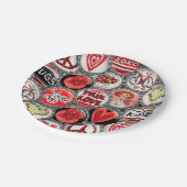 レトロレッドフローラハートバレンタイントゥルーラブ ペーパープレート (アングル)