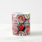レトロレッドフローラハート真実のバレンタインデー コーヒーマグカップ (中央)