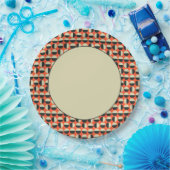 レトロレッドブラックベージュドット60年代パターン ペーパープレート (パーティー)