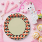 レトロレッドブラックベージュドット60年代パターン ペーパープレート (パーティー)