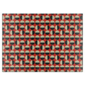 レトロレッドブラックベージュ水玉模様60年代パターン カッティングボード (正面)